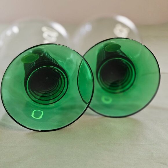 Set of 2 Vintage Bockling Made in Germany Roemer Plain Glasses with Green Foot - Picture 8 of 11
